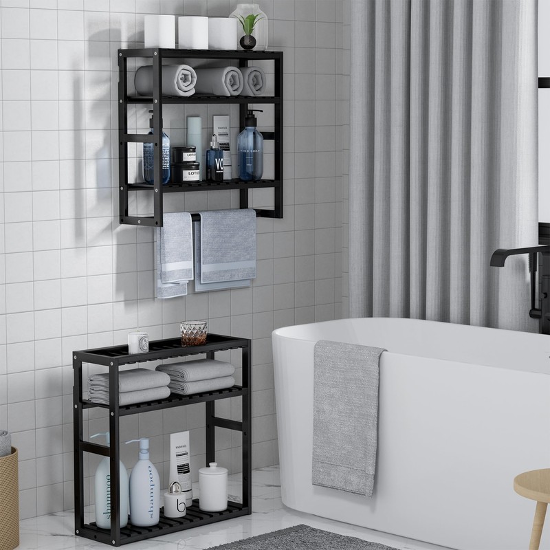 PPN Towel Rack Bathroom Storage Shelves Over The Toilet with