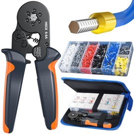 Preciva Ferrule Crimping Tool Kit with 1900PCS Wire Connectors, Hexagonal AWG23-10 Sawtooth Self-Adjustable Ratchet Wire Terminals Crimper Kit