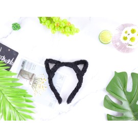 Bonnie Z. Leonardo 2023 Women Plush Cute Cat Ears Headband Washing Face Headbands PluC-Black