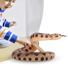 FUWE Serpiente de cascabel realista de plástico resistente al desgaste para niños de 3 años en adelante, juguete de fiesta de cumpleaños y bromas prácticas