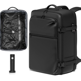 SUOCO Travel Vacuum Backpack with Portable Electric Pump, 45L Carry On Compression Seal Travel Backpack with Vacuum System, Traveling Packing Luggage Suitcase, Black