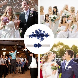 Kathsofy Liguero de boda para novia de encaje con flores florales, Azul oscuro, Talla única