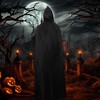 Formemory Black Cape Cosplay Costume, Reaper Witch, Halloween, Cosplay, Unisex,