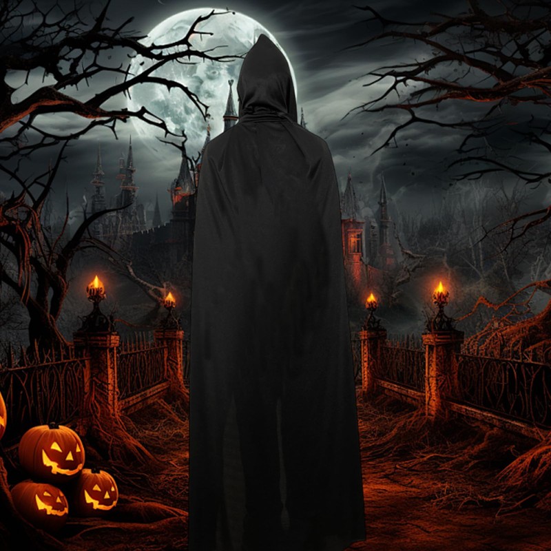Formemory Black Cape Cosplay Costume, Reaper Witch, Halloween, Cosplay, Unisex,