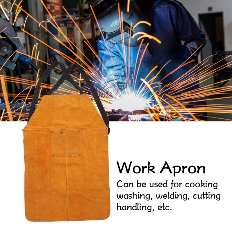 Welding Apron Leather Adjustable Strap Anti Splashing Flame Retardant for