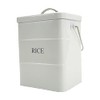 Xbopetda Metal Rice Storage Box, Square Rice Container with Lid and handle, Sealed Food Storage Bin for Kitchen, Countertop Organizer Jar for Rice Flour Soybean Grain Cereal-White