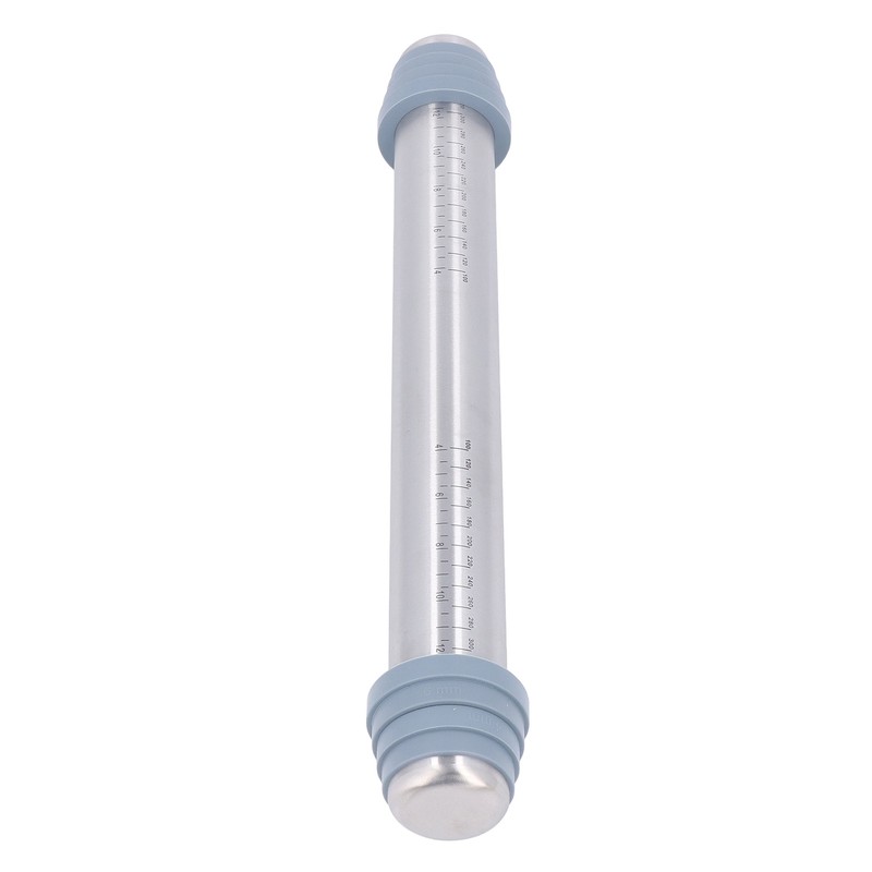 Rolling Pin Dough Roller Stainless Steel with 4 Silicone Guide