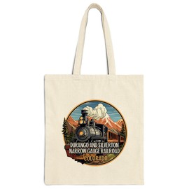 Durango and Silverton Narrow Gauge Railroad Colorado Cotton Tote Bag for Women Men Casual Tote Bag Cloth Canvas Shopping Bags with Handles Cute Bags Everyday Use 15" x 16" Aesthetic Gift ID44997