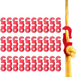 LUYADIN 30Pcs Guyline Tensioner Aluminum Alloy Guy Line Cord Adjusters Tent Rope Tensioners Paracord Tensioner for Outdoor Tent Camping Hiking Accessories (Red)