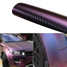 XIMINZ Carbon Fiber Purple Vinyl Wrap for Cars (59.8'' x 11.8'') Gloss Paint Surface Protection Film with Air Release Automotive Wrap Vinyl Roll
