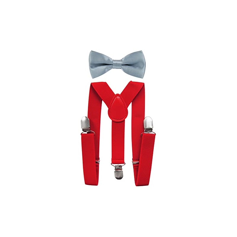 Axy Children Red Suspenders Y Shape with Fly 3 Clips