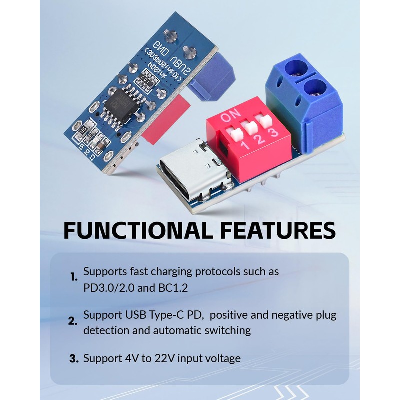 Seloky USB-C PD Trigger Module, PD/QC Fast Charge Decoy Board,
