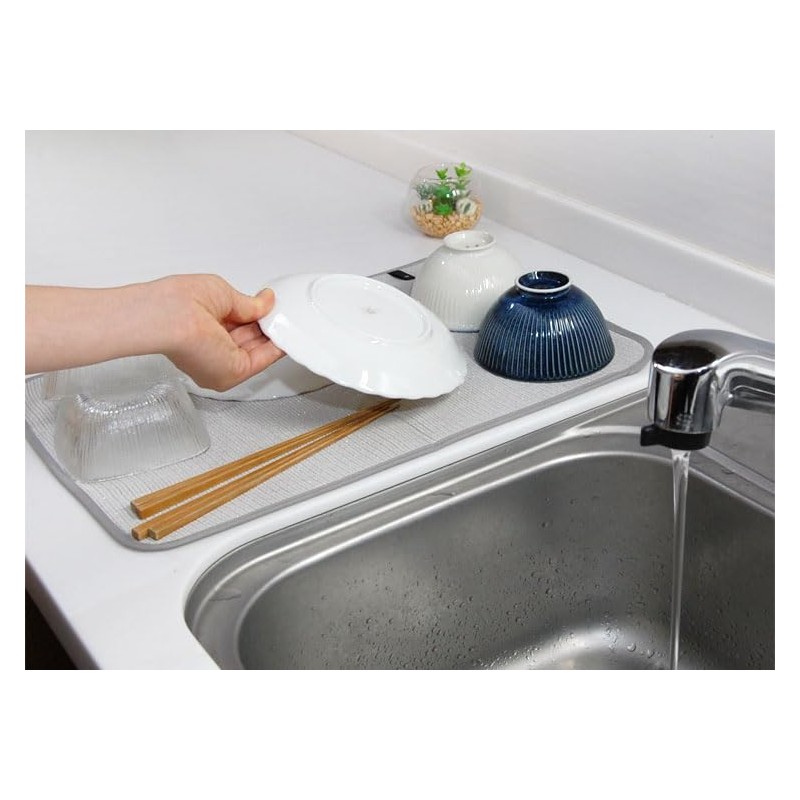World Create Infinitely Antibacterial Drying Mat, Gray, Size: Approx. W45,