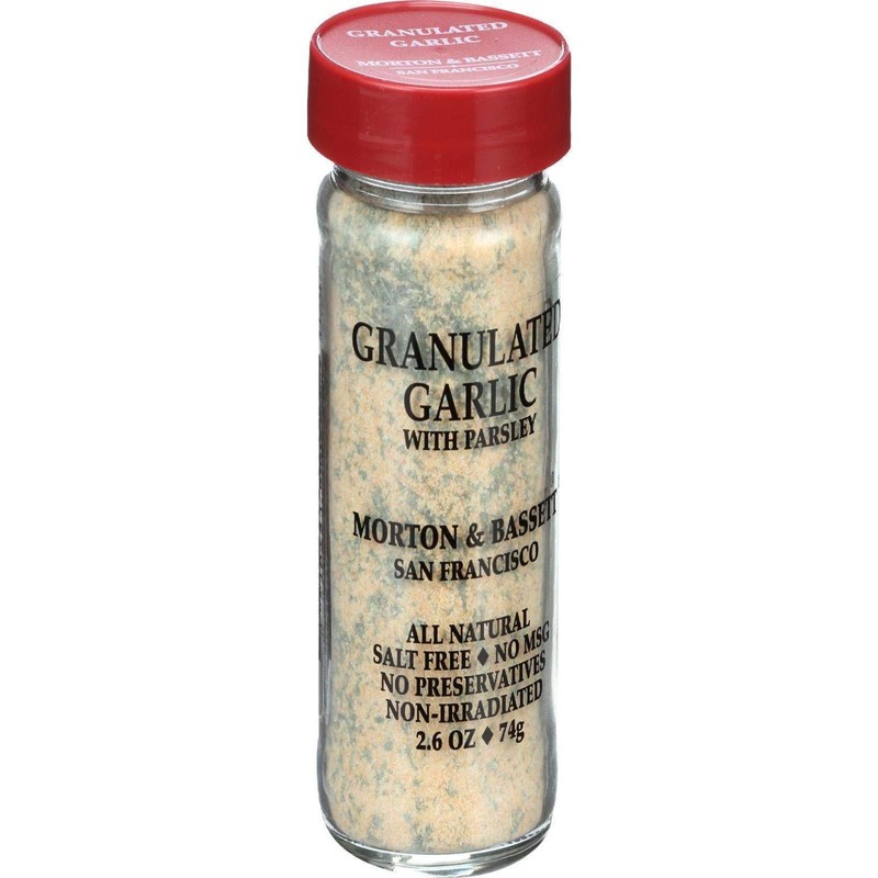 Morton & Bassett Granulated Garlic with Parsley, 2.6oz – Salt-Free,