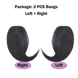 SEGO 2PCS Clip in Fringe Human Hair French Style Side Bangs [#1 Jet Black] Real Remy Hair Pieces for Women Straight Clip-on Fringe (16g)