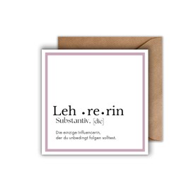 WBdesignz Thank You Card for Teacher with Envelope - Simple Thank You Card with Beautiful Saying Thank You Card for Colleagues Friends Acquaintances (125 x 125 mm)