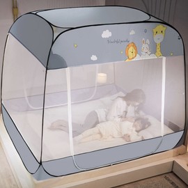 One-touch square mosquito net bed mosquito net (Paradise), double/queen size 3 (M-PA03) gray / 원터치 사각모기장 침대모기장 (파라다이스), 더블/퀸 3호(M-PA03) 그레이