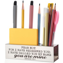 Isaiah 43:1 Bible Verse Pen and Pencil Holder, You Are Mine Scripture Christian Spiritual Gifts for Pastors Teachers Mentors Spiritual Leaders, Inspirational Thank You Gift Pencil Holder EDP40