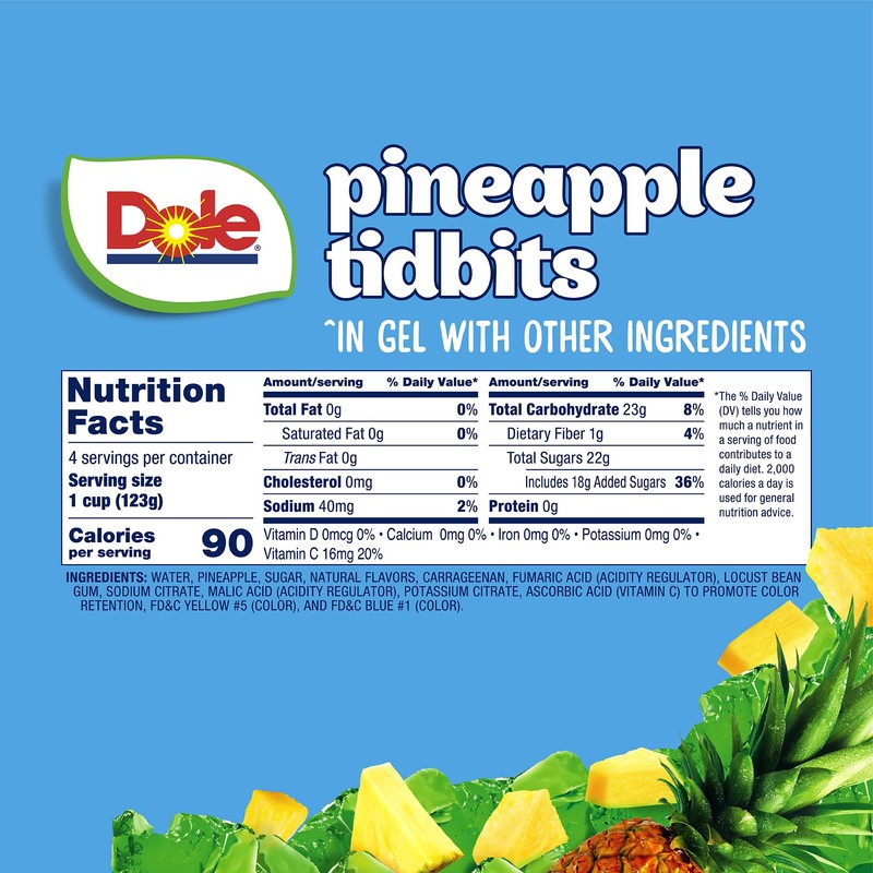 Dole Fruit Bowls Pineapple in Lime Flavored Gel Snacks, 4oz
