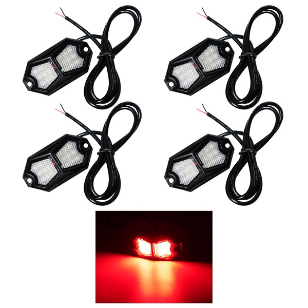GZ5CG Led Rock Lights Red 4 Pods 18LEDs 210 Degree