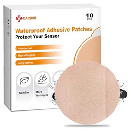Carbou 10PCS Freestyle Bandage for Libre 2/3 Sensor Covers,Waterproof Freestyle Adhesive Patches Overpatch Tape CGM Adhesive Patches,NO Glue in The Center of The Patch