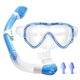 Kids Snorkel Set for Boys Girls Youth 3-14, Panoramic Wide View,Anti-Fog Snorkel mask Set, Professional Snorkeling Gear for Pool Swimming Diving Water Park Beach Vacation