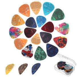 30Pcs Non-Slip Guitar Picks with Grip, Thin Medium Heavy Guitar Picks for Acoustic & Electric Guitars, Random Color Pick Variety Pack for Teachers Band and Players Alike (0.46mm, 0.71mm, 0.96mm)