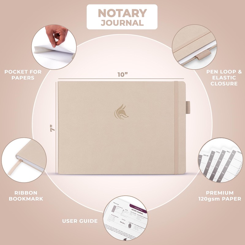 Clever Fox Notary Journal – Horizontal Notary Public Journal of