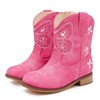 Parrosoo Toddler Cowboy Boots Big Girls Cowgirl Boots Pink Kids Boot Size 1 Ankle Zipper Butterfly Western Boy Cowboy Horse Riding Shoes Birthday Party Wedding (8605 Bu R Pink 1)