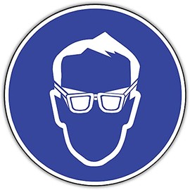 Sign Eye Protection Use According to ASR A1.3 / BGV A8, PVC 20 cm Diameter (Mandatory Sign, Protective Glasses) Weatherproof