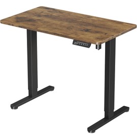 JOY worker Small Electric Standing Desk, 35" x 20" Whole Piece Height Adjustable Desk with Memory Controller, Grey Sit to Stand Desk Workstation for Home Office, Rustic