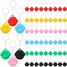 Weecent 72 Pcs Paw Print Keychain Paw Print Party Favors Dog Cat Party Favors Supplies for Pets Puppy Dog Pals Birthday Decorations, 6 Colors