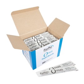 ForPro O-Files Tabla de espuma, lima de uñas de doble cara, grano 100/180, envuelto individualmente, 6 pulgadas de largo x 0.75 pulgadas de ancho, blanco, 100 unidades