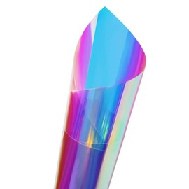 Holographic Chameleon Iridescent Window Film Adhesive Decorative Glass Sticker for Craft DIY Christmas Party Decoration, Cool Color, 17.7Inch x 10Feet