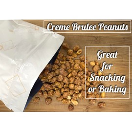 Premium Roasted Cremè Brulee Crunchy Peanuts, Gourmet Nuts with Cremè Brulee Coating, Candied Peanuts – Nut Topping for Ice Cream, Sweet Snack – 32 Ounce Resealable Bag