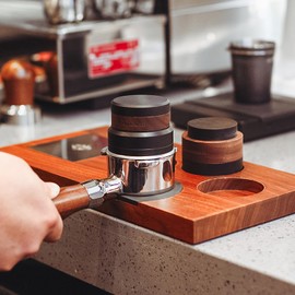 CrossCreek Coffee Distributor | 54mm Gravity Adaptive Espresso Tools Fits 54mm Breville Espresso Portafilters | Self-leveling Distribution Tools | Stainless Steel & Walnut | Espresso Accessories