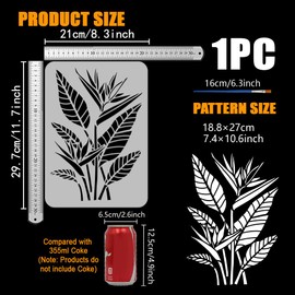 FINGERINSPIRE Bird of Paradise Flower Stencil with 1 Piece Plastic Brush 21 x 29.7 cm Reusable Painting Stencil with Flower Leaves Natural Plant Pattern Stencil for Painting on Wooden Walls and