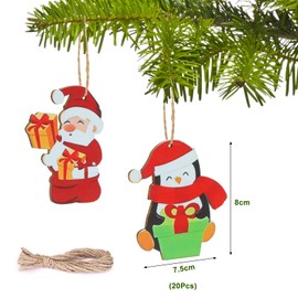 Bäcker & Lecker Christmas Pendants Wooden Pack of 20 Wooden Gift Tags Christmas Wooden Discs Wooden Decoration Confetti Decoration for Christmas Angel Snowflakes Santa Claus