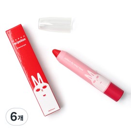 Recipe Box Children's Easy Clean Lip Crayon 3g, Botanical Pink, 6 pcs / 레시피박스 어린이 이지클린 립크레용 3g, 보타니컬핑크, 6개