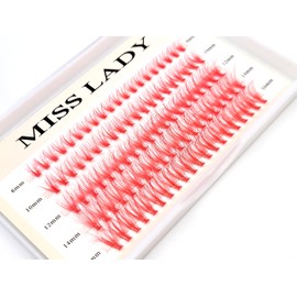 Faux Mink Lash Clusters, Red, 20D, Curl C, 8-16mm, 100 PCS, 3D Volume