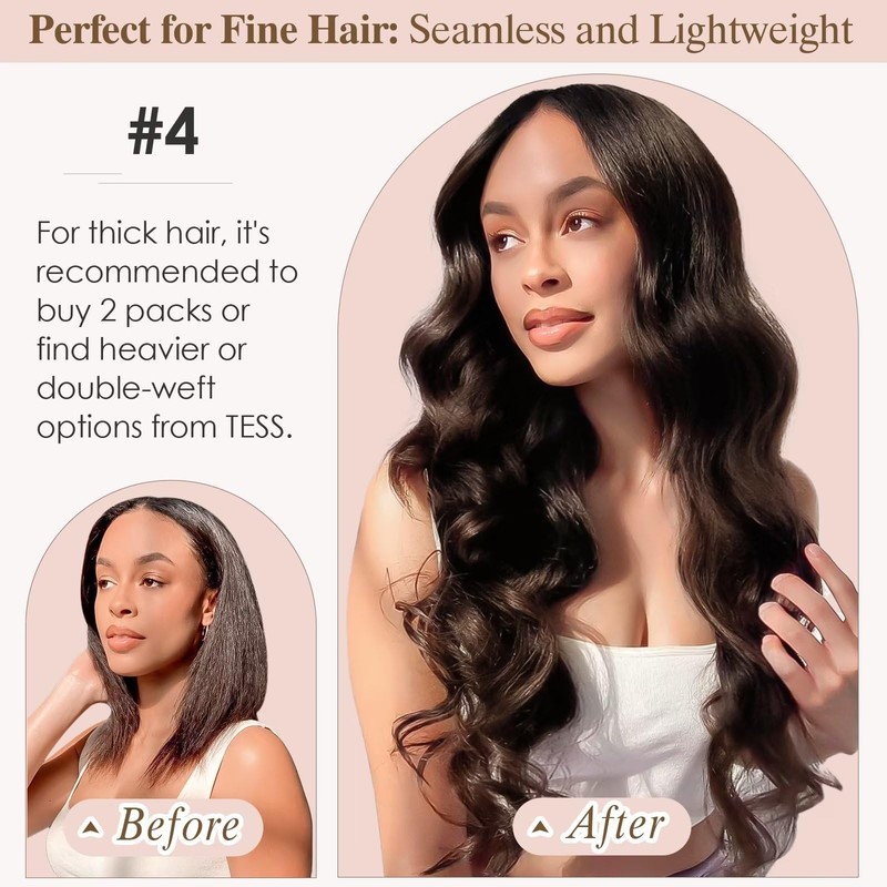 Tess Clip-In Real Hair Extensions, Remy Human Hair Extensions, 8