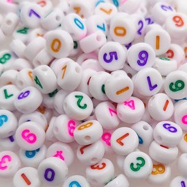 800 abalorio redondas de acrílico blancas de 4 x 7 mm, con forma de plástico mixto, abalorio sueltas para hacer joyas, pulseras, collares, llaveros (colorido en blanco)