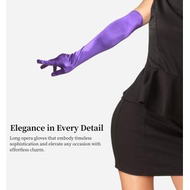 MDSTYLE Long Opera Gloves for Women - 20s Party Costume - Elbow Length Tea Party Satin Gloves - Princess Accessories, Purple, One Size