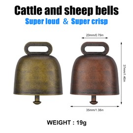 Auidy_6TXD Pack of 10 Cow Bells Craft Bells Goat Bell Farm Animal Bell Very Loud Copper Bells Metal Pet Bells for Cattle Cow Horse Sheep
