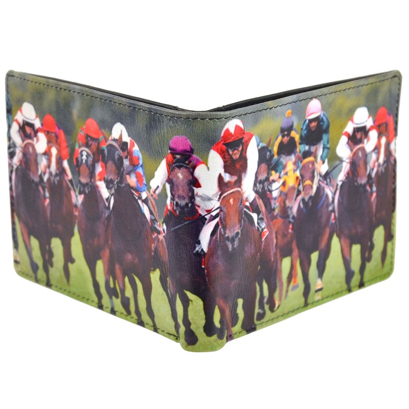 Mens Leather Horse Racing Bi-Fold Wallet by Retro Gift Box