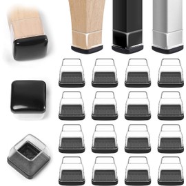 Ezprotekt 16PCS Chair Leg Sliders for Carpet, 1 inch Transparent Chair Glides Furniture Sliders & Thermo-Plastic-Elastomer Combination of Leg Protector Smoothly Slide on Carpet (Square, Fit 0.75-1")