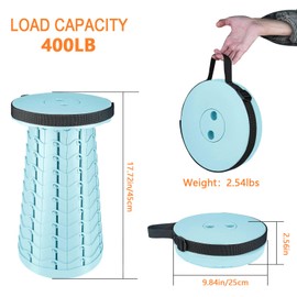 Boreeman Upgraded Folding Stool Lightweight Yet More Sturdy with Load Capacity 400lbs Portable Collapsible Stool for Camping Fishing Hiking BBQ (Ice Cream)