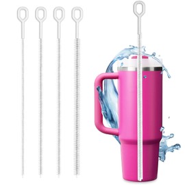 Heavy Duty Straw Cleaner Brush - 4 Pack 12.6 Inch Flexible Full-Cover Brushes with Large Handle, Reusable Pipe & Tube Cleaner Set (0.23", 0.31", 0.39", 0.47" Diameters)