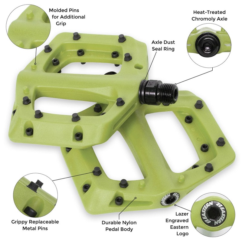 Eastern Bikes Nylon Linx Flat Platform MTB Bicycle Pedals (Green