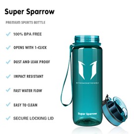 Super Sparrow Drinking Bottle - Tritan Water Bottle - 350 ml & 500 ml & 750 ml & 1000 ml - BPA-Free - Ideal Sports Bottle - Quick Water Flow, Sport, Water, Bike